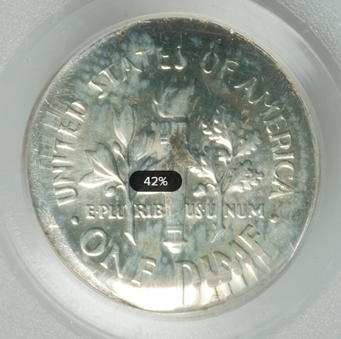 1961 Roosevelt dime broadstrike error showing wider-than-normal diameter and smooth uncontained edge